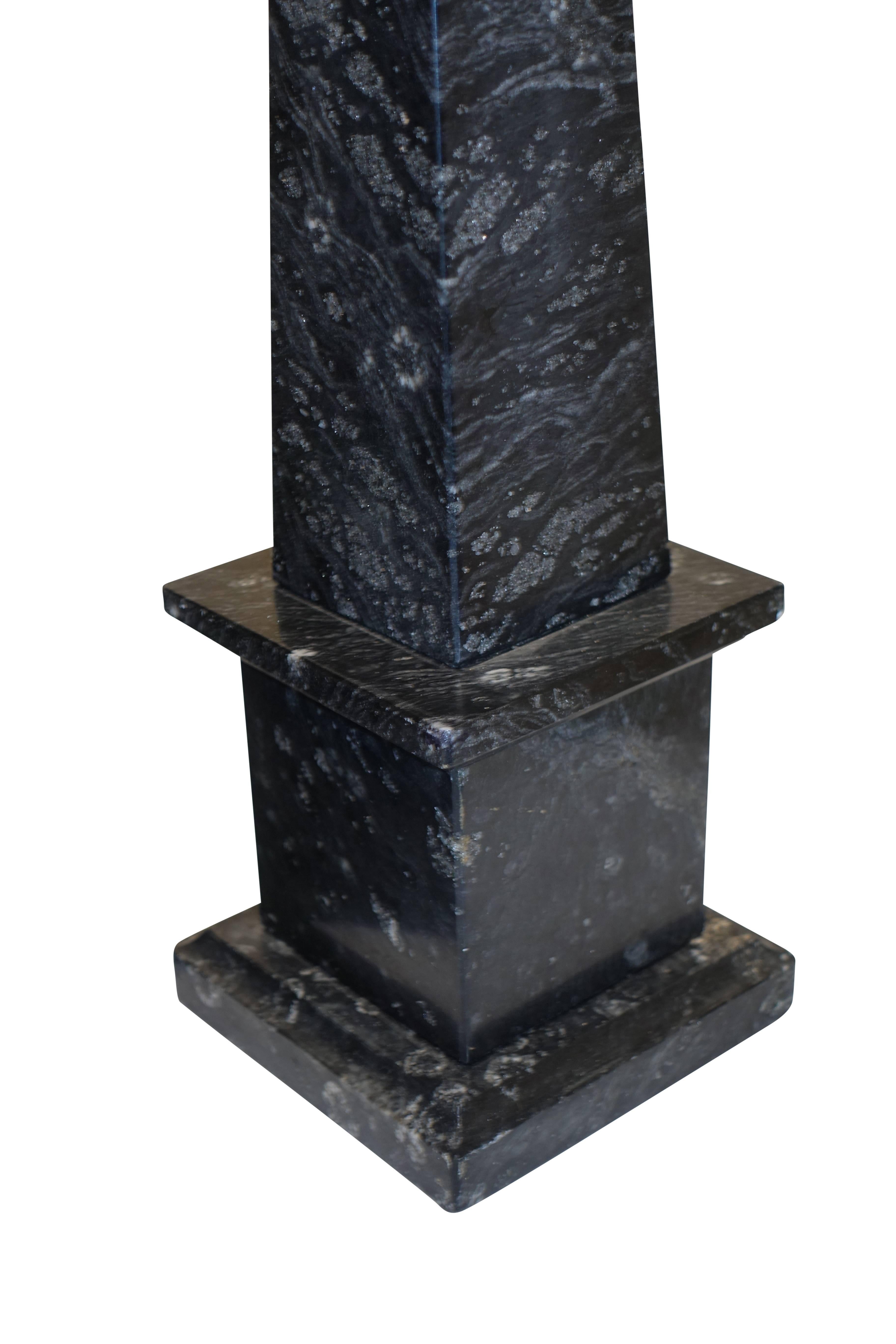Black and Gray Fossilized Marble Obelisks, Italy, Mid-20th Century In Good Condition In San Francisco, CA