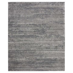 Tapis d'Orient noir et gris au Design Modernity Zero Pile en pure soie nouée à la main