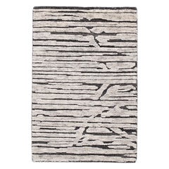 Black and Gray Textured Wool Custom Rug