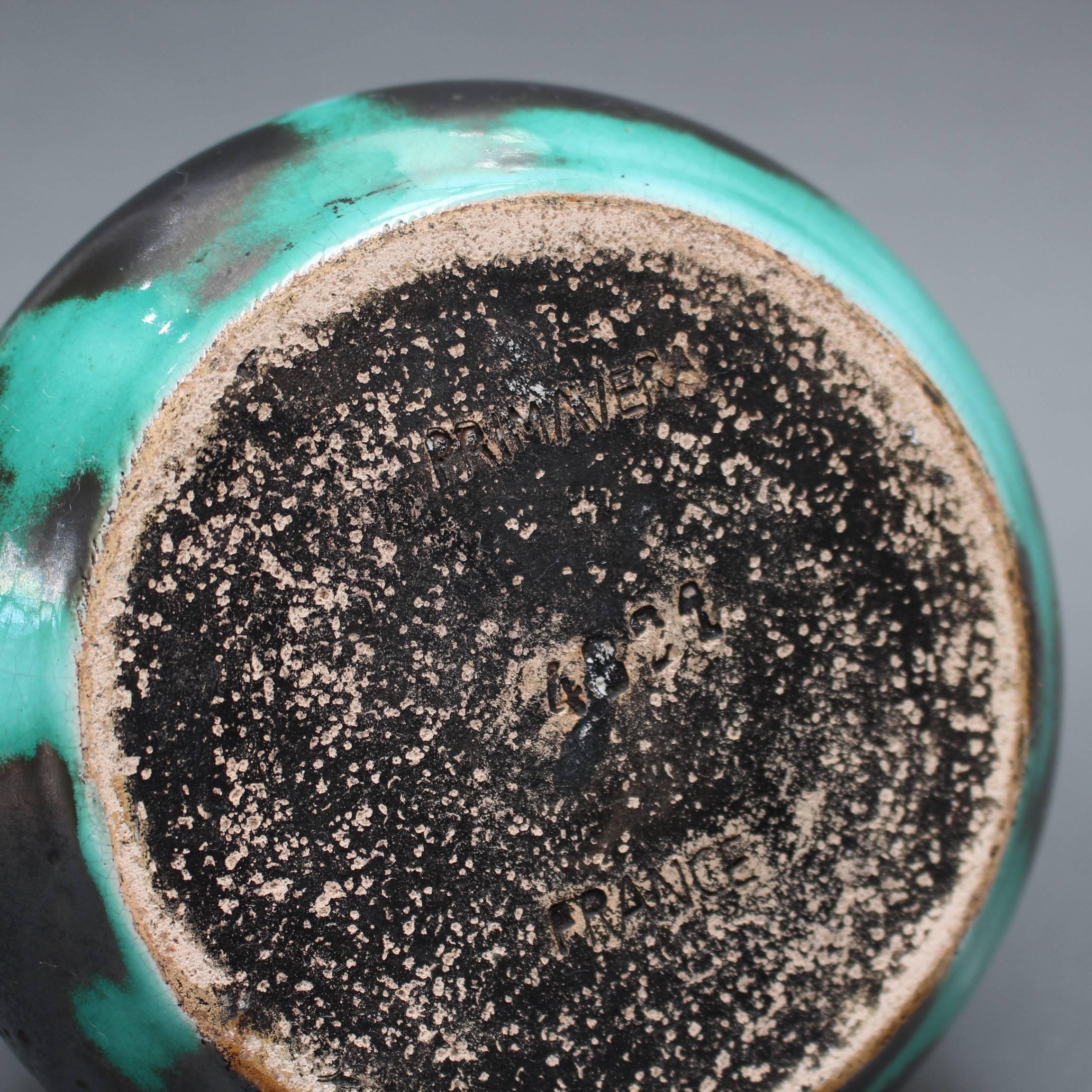 Vase en céramique noire et verte par Primavera, vers les années 1930 en vente 2