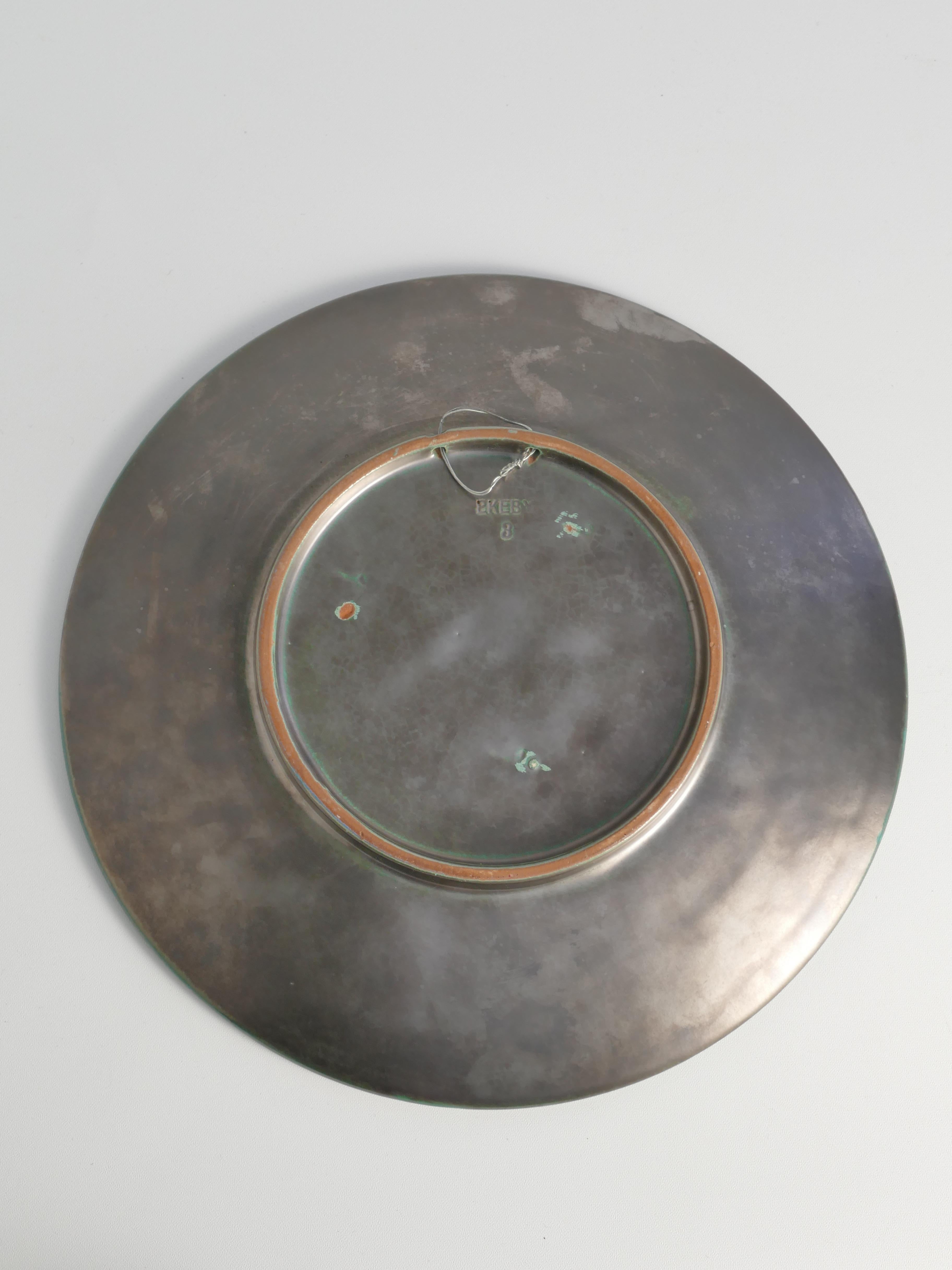 Placa de pared de cerámica negra y verde de Gertrud Lönegren para Upsala Ekeby, Suecia Art Decó en venta