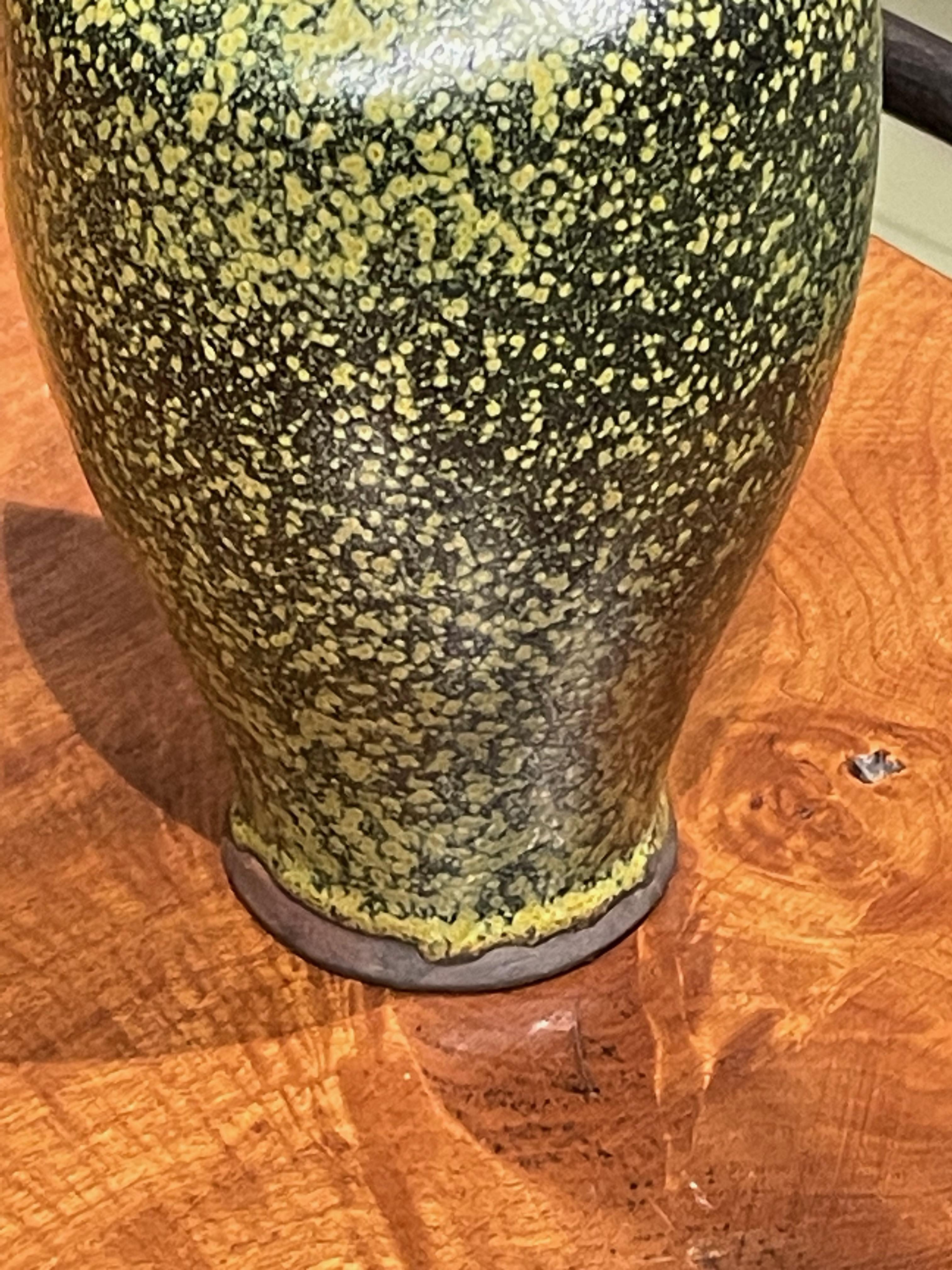Black and Green Classic Shape Vase with Two Small Handles, China, Contemporary In New Condition For Sale In New York, NY