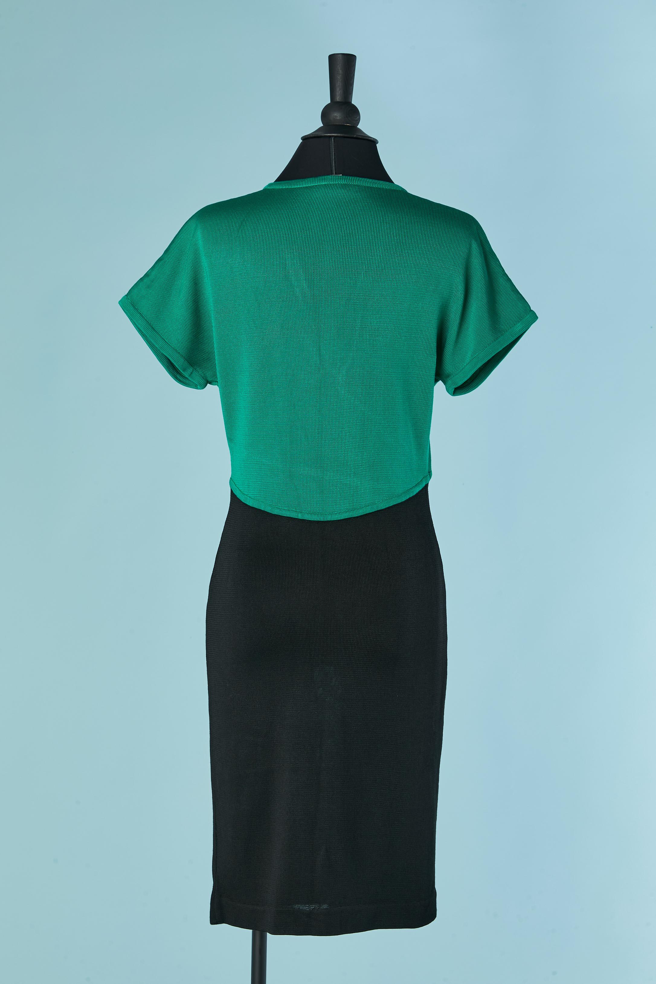 Robe de cocktail en rayonne, noire et verte Guy Laroche Excellent état - En vente à Saint-Ouen-Sur-Seine, FR