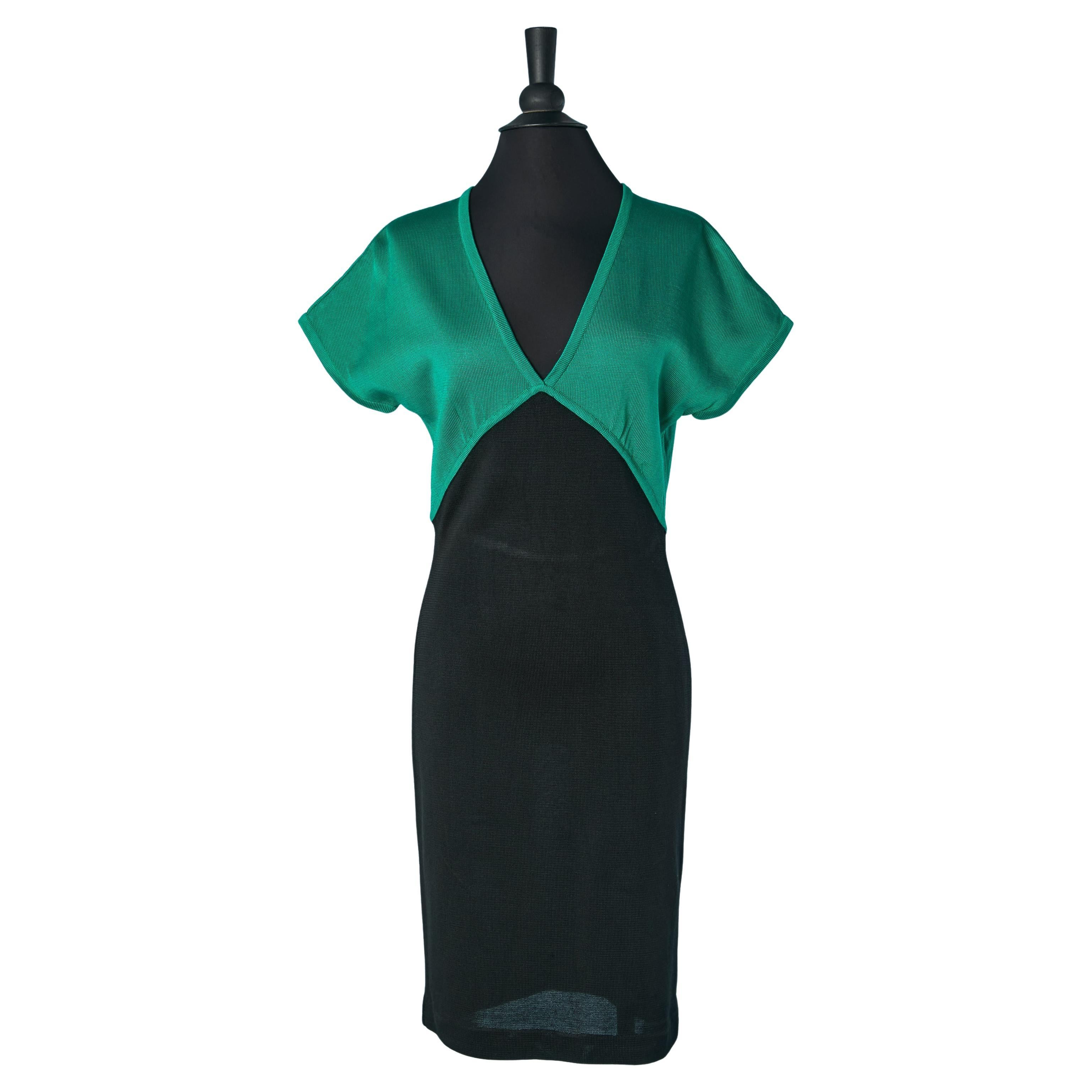 Black and green cocktail dress in rayon GUY LAROCHE