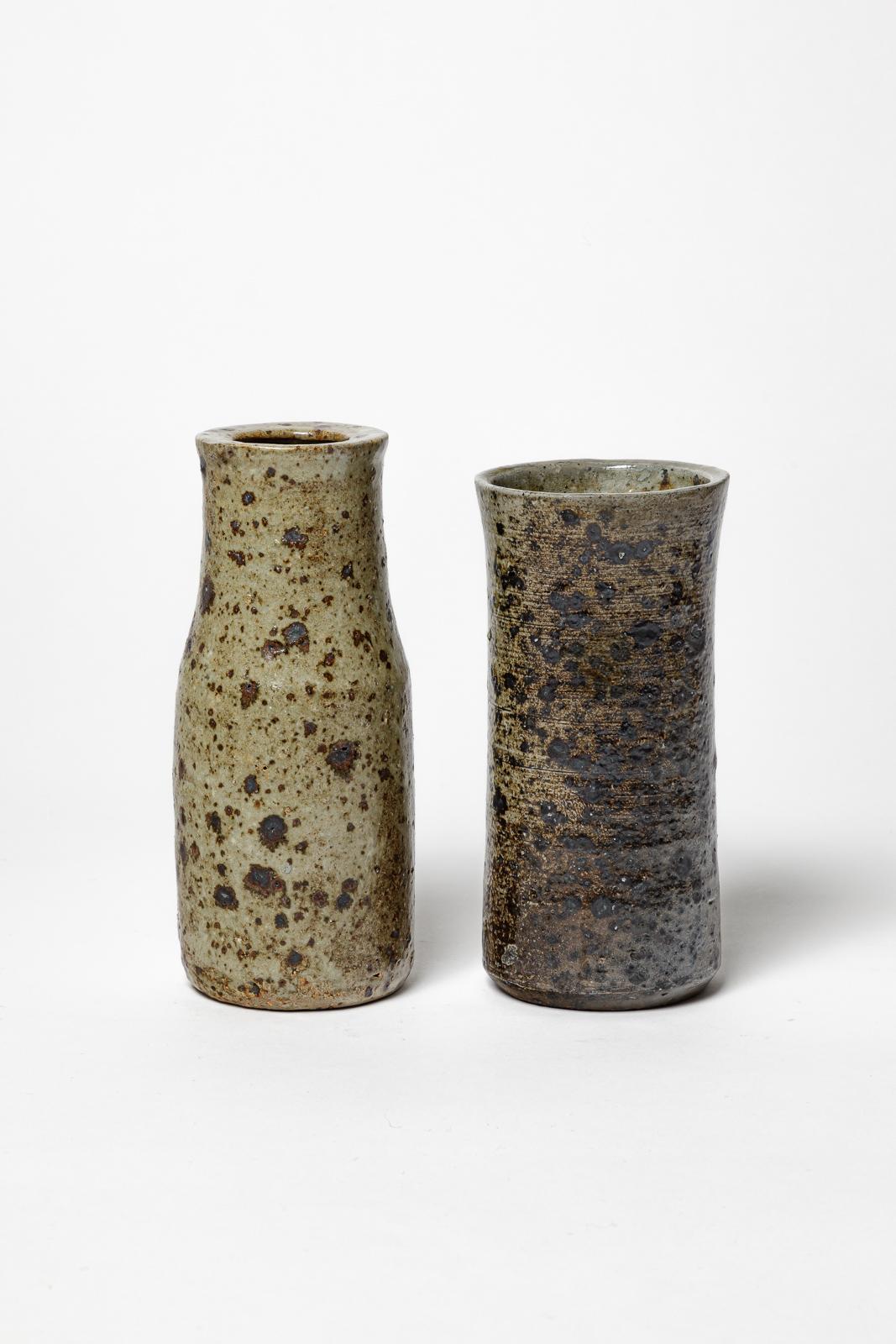 Ceramica Vaso in gres nero e grigio del XX secolo di Michel Levêque La Borne in vendita