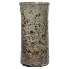 Black and grey 20th century stoneware ceramic vase by Michel Levêque La Borne