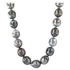 Black and Grey Cultured Tahitian Strand Necklace with 14K Clasp