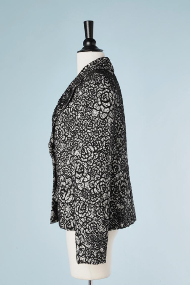 Women's Black and grey damask jacket with beads and sequins collar André Laug  For Sale