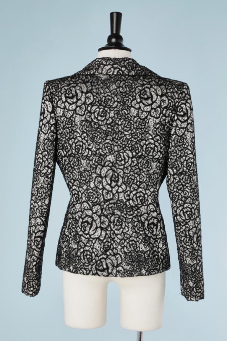 Black and grey damask jacket with beads and sequins collar André Laug  For Sale 1