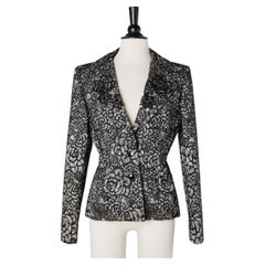 Black and grey damask jacket with beads and sequins collar André Laug 