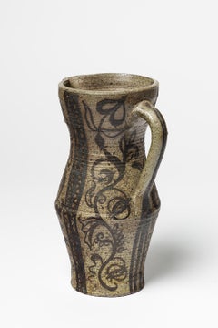 Black and Grey Design Ceramic Pitcher by St Amand French Design circa 1960