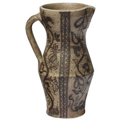 Brocca in ceramica nera e grigia di St Amand French Design del 1960 circa