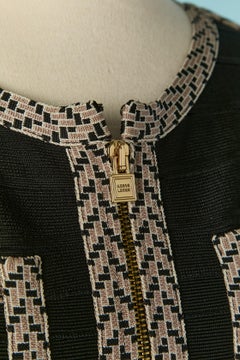 Giacca in jersey jacquard nero e grigio HERVE LEGER