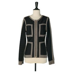 Black and grey jacquard jersey jacket HERVE LEGER