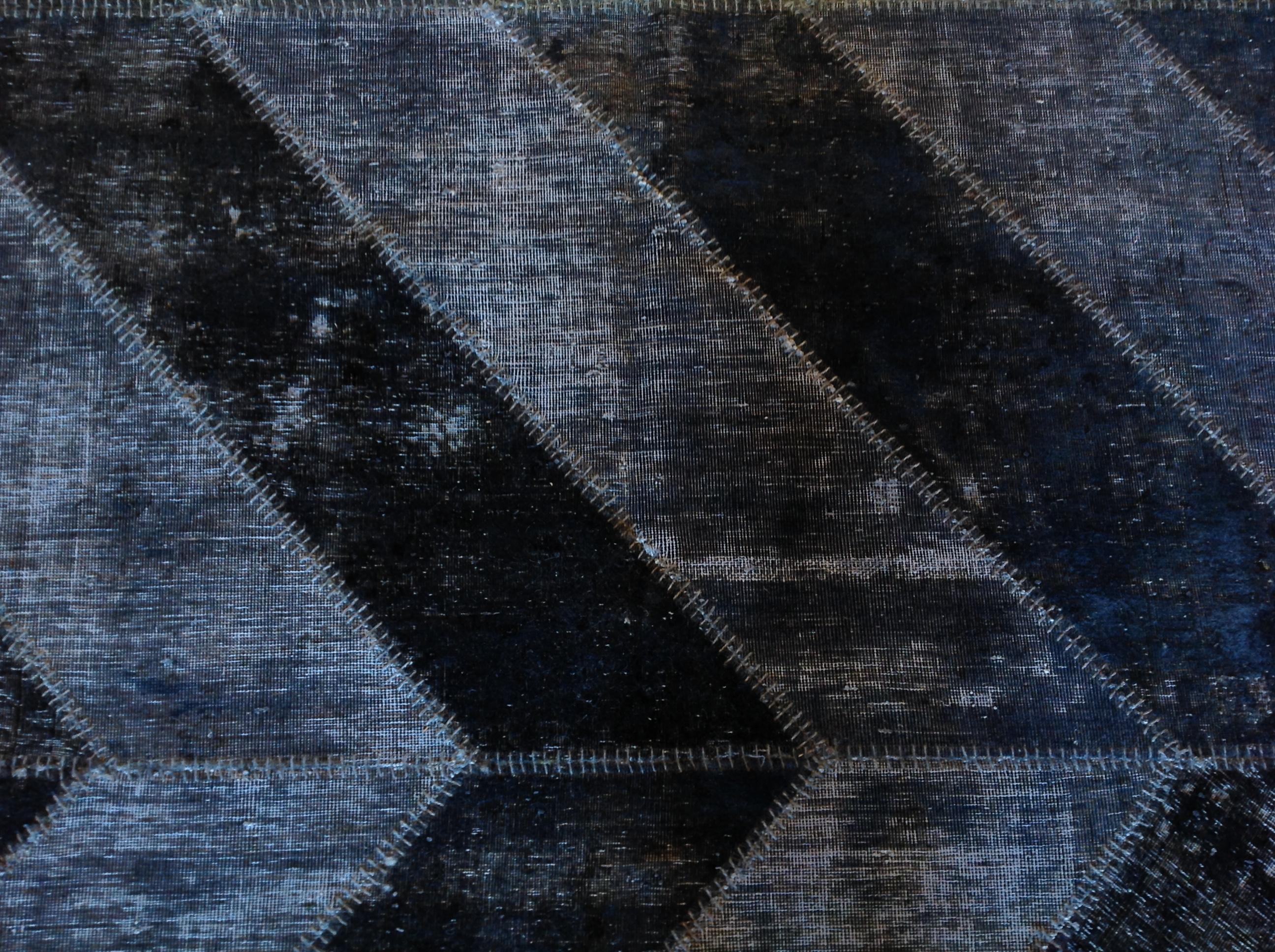 Black and Grey Over-Dyed Rug In New Condition For Sale In Los Angeles, CA
