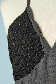 Robe dos nu Jean-Paul Gaultier Jeans plissée noire et grise