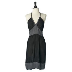 Robe dos nu Jean-Paul Gaultier Jeans plissée noire et grise