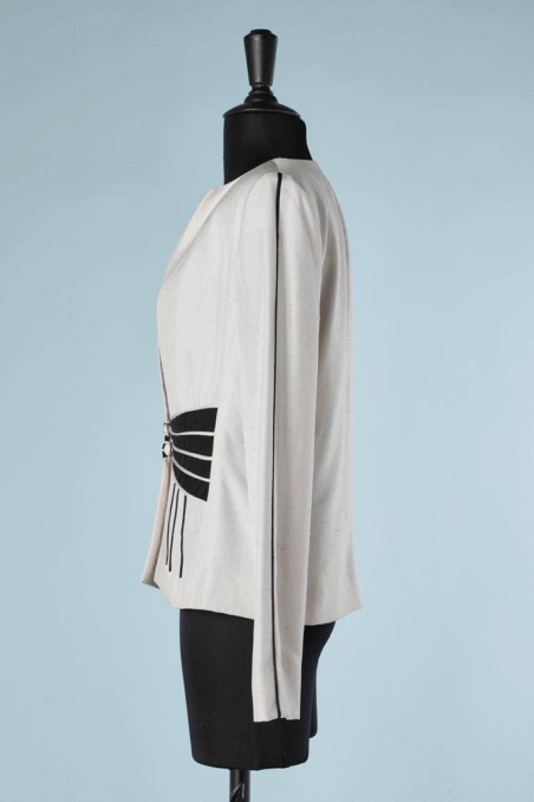 Women's Black and grey silk  jacket with cutwork on the waist André Laug For Sale