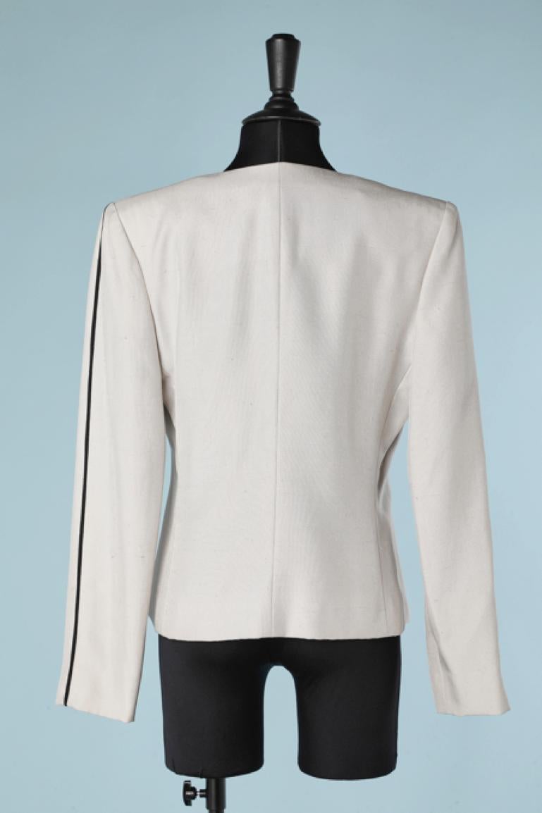 Black and grey silk  jacket with cutwork on the waist André Laug For Sale 1