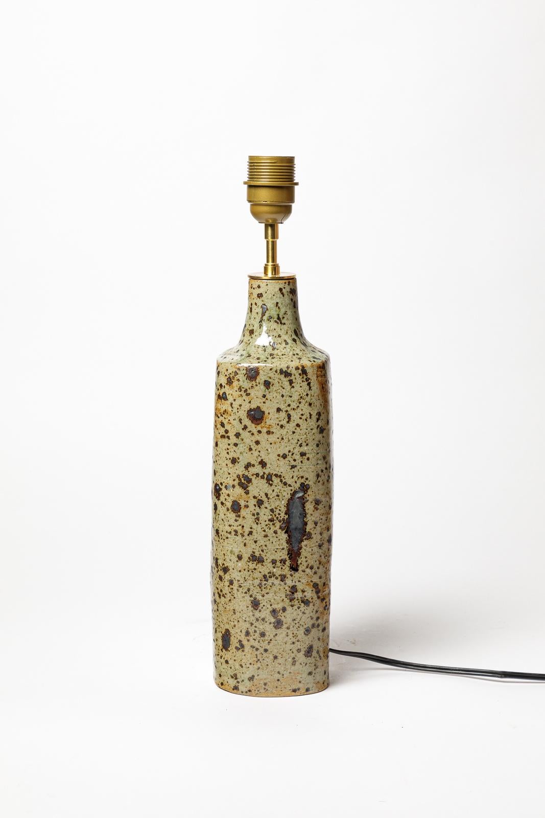 Français lampe de table en céramique grise et noire de La Borne circa 1970 35 cm en vente