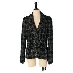 Black and grey Tweed jacket with halt-belt on the front CHANEL