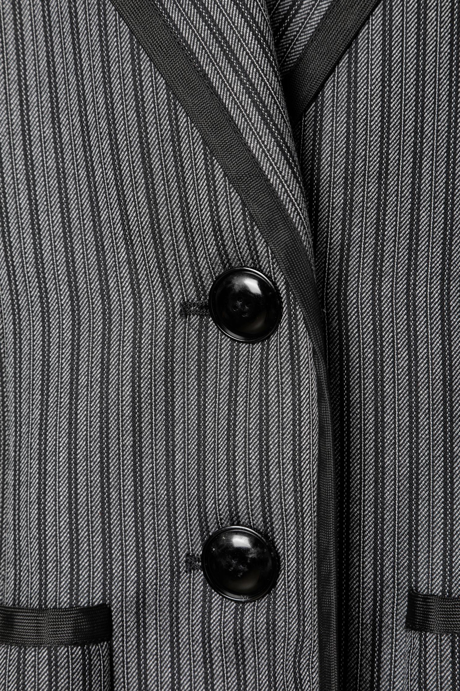Noir Jupe rayée en laine noire et grise - Costume Yves Saint Laurent Rive Gauche  en vente