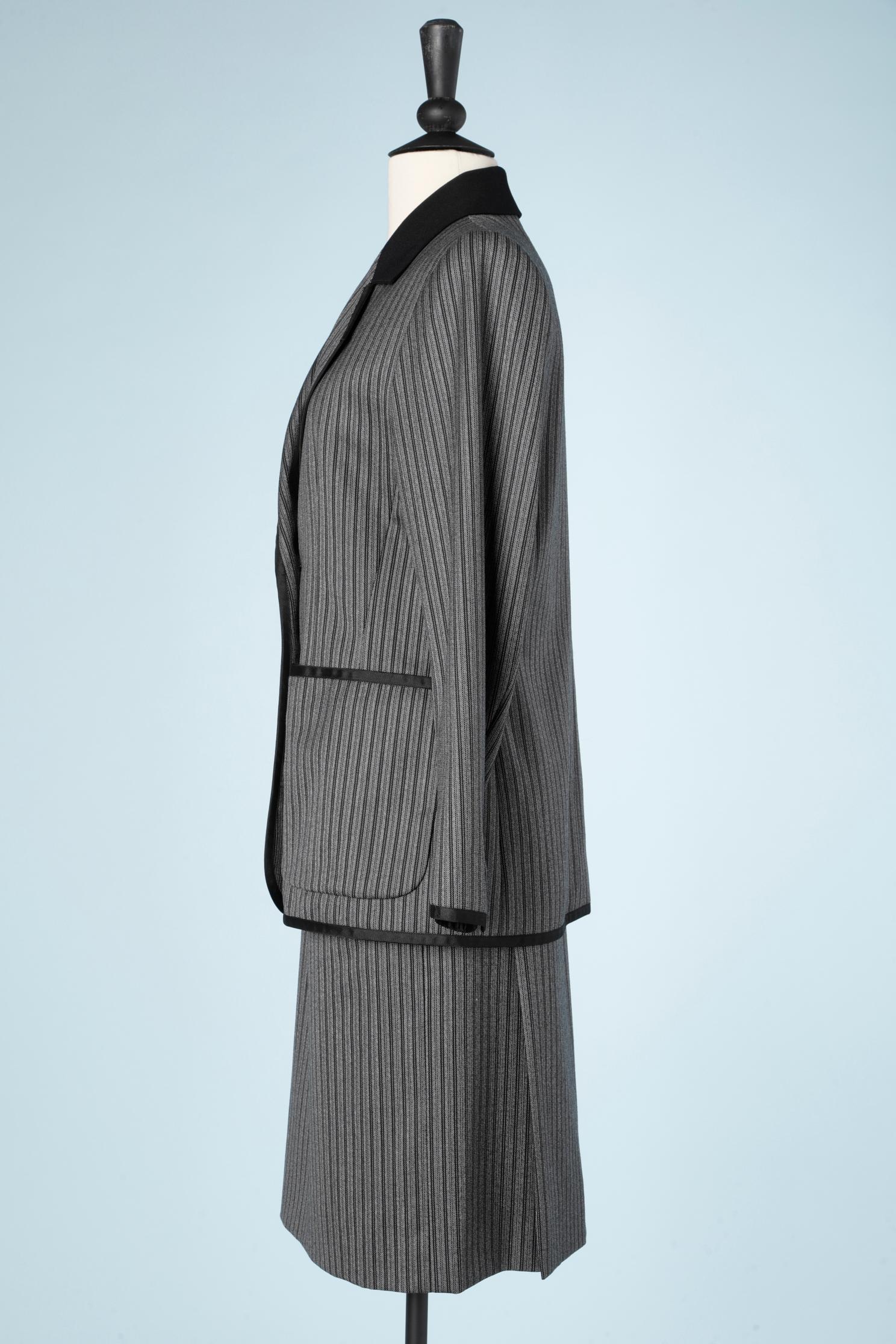Women's Black and grey wool striped skirt - suit Yves Saint Laurent Rive Gauche  For Sale