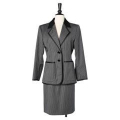 Black and grey wool striped skirt - suit Yves Saint Laurent Rive Gauche 