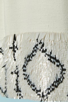 Black and ivory cocktail dress with beaded bottom edge Giambattista VALLI