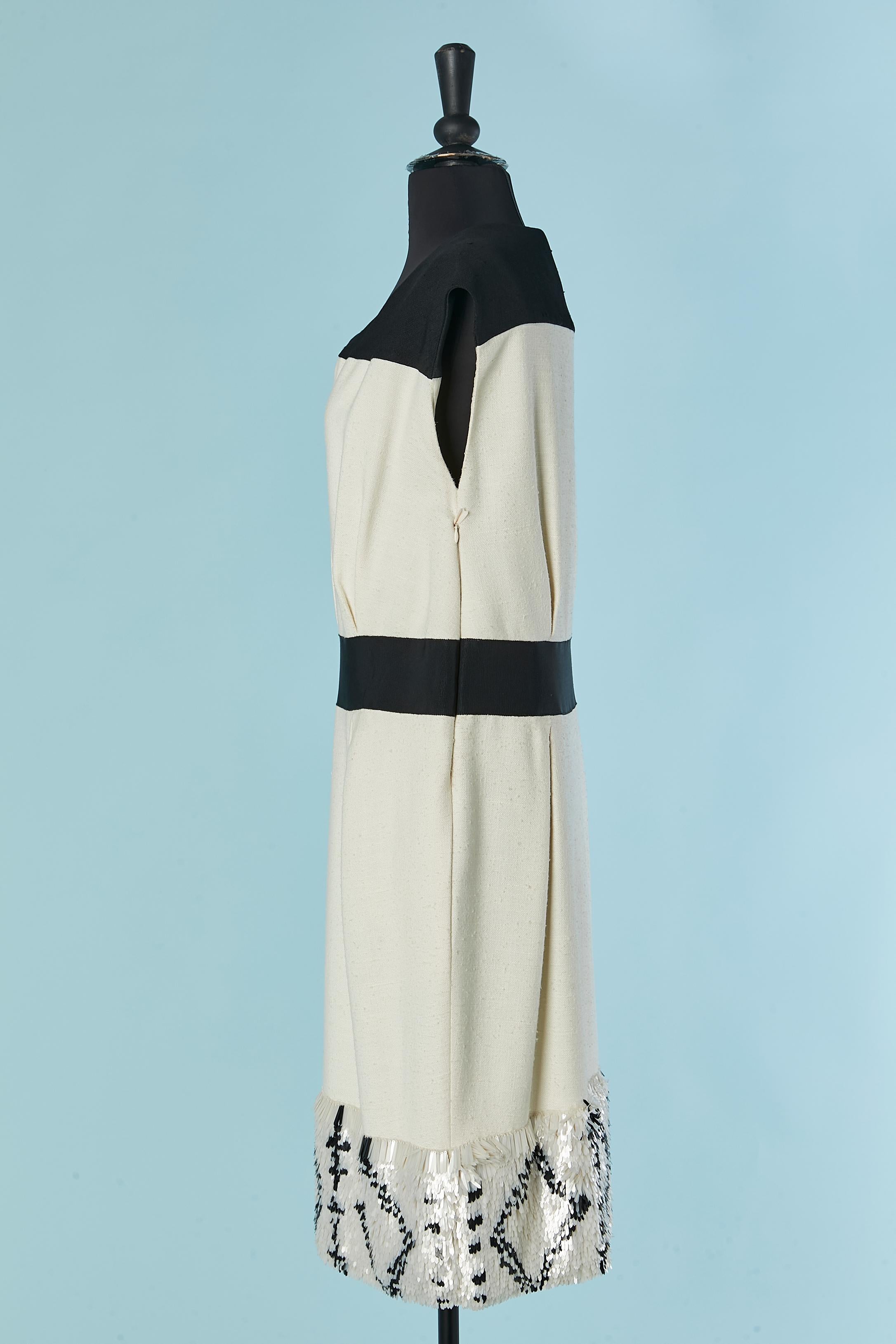 De las mujeres Vestido de cóctel negro y marfil con borde inferior de cuentas Giambattista VALLI en venta