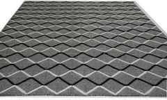 Black and Ivory Diamonds High Low Area Rug