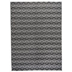 Black and Ivory Diamonds High Low Area Rug