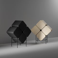 Black and Laconic Bar Cabinet Stern, in Style of Ethnic Minimalism