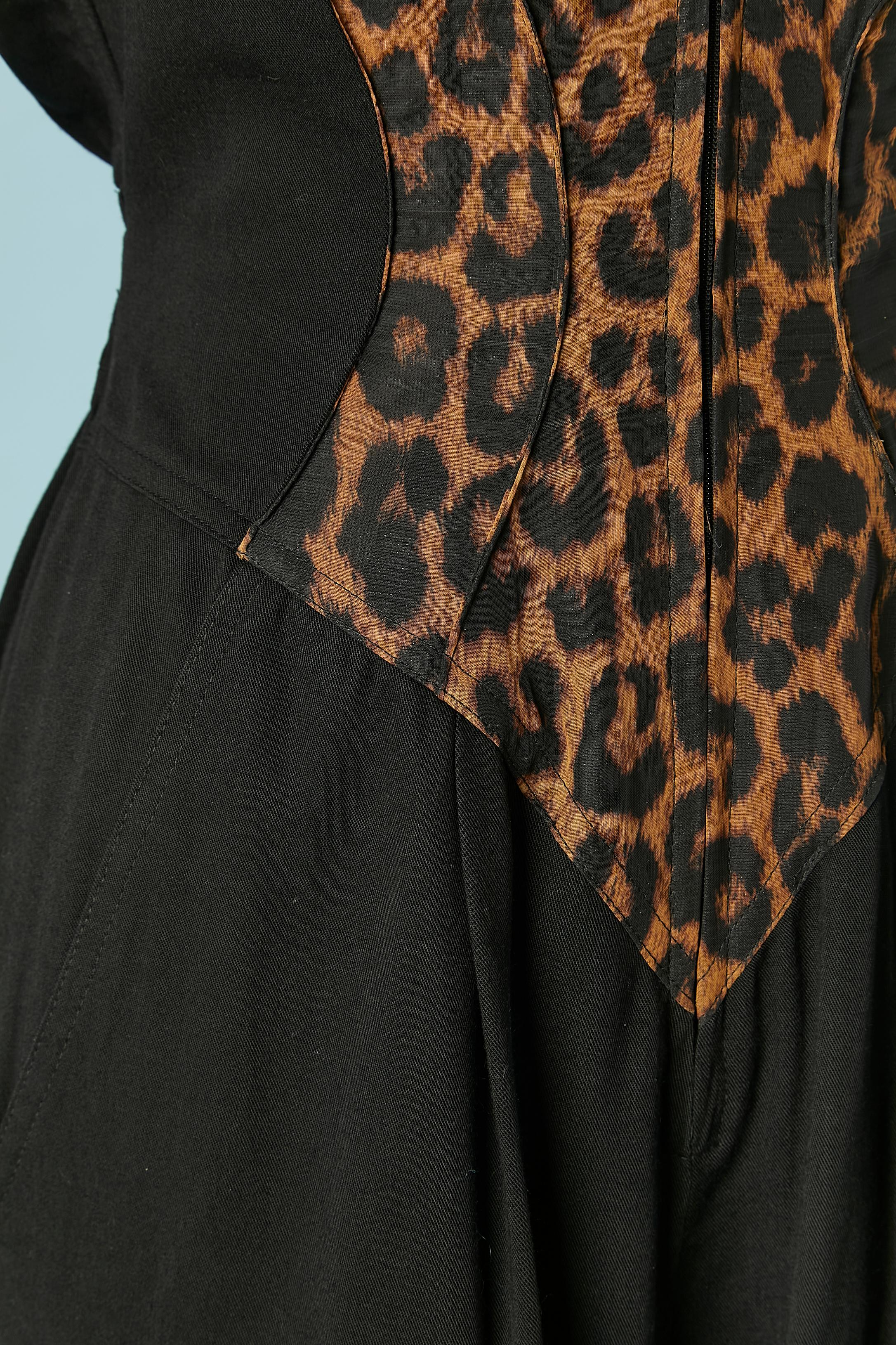 Black and leopard print jumpsuit with gold jewellery embellishement Lillie Rubin In Excellent Condition For Sale In Saint-Ouen-Sur-Seine, FR
