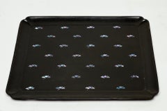 Antique English Tray, Hand-Crafted Fruitwood & Mother-of-Pearl, 1900