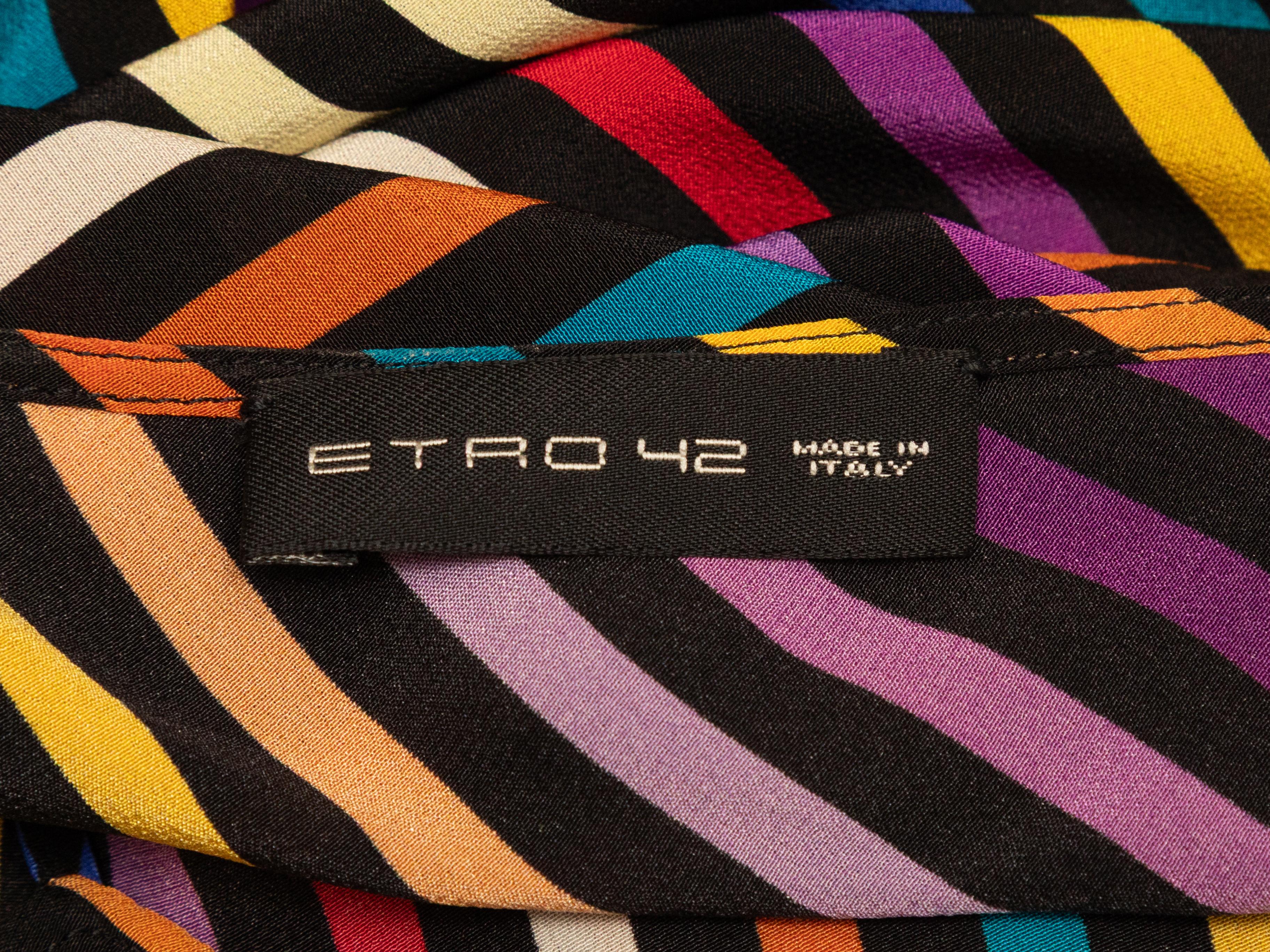 Black and multicolor rainbow striped sleeveless dress by Etro. V-neck. Narrow st For Sale 1
