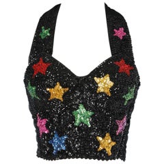 Vintage Black and multicolor stars backless bustier COEXIS 