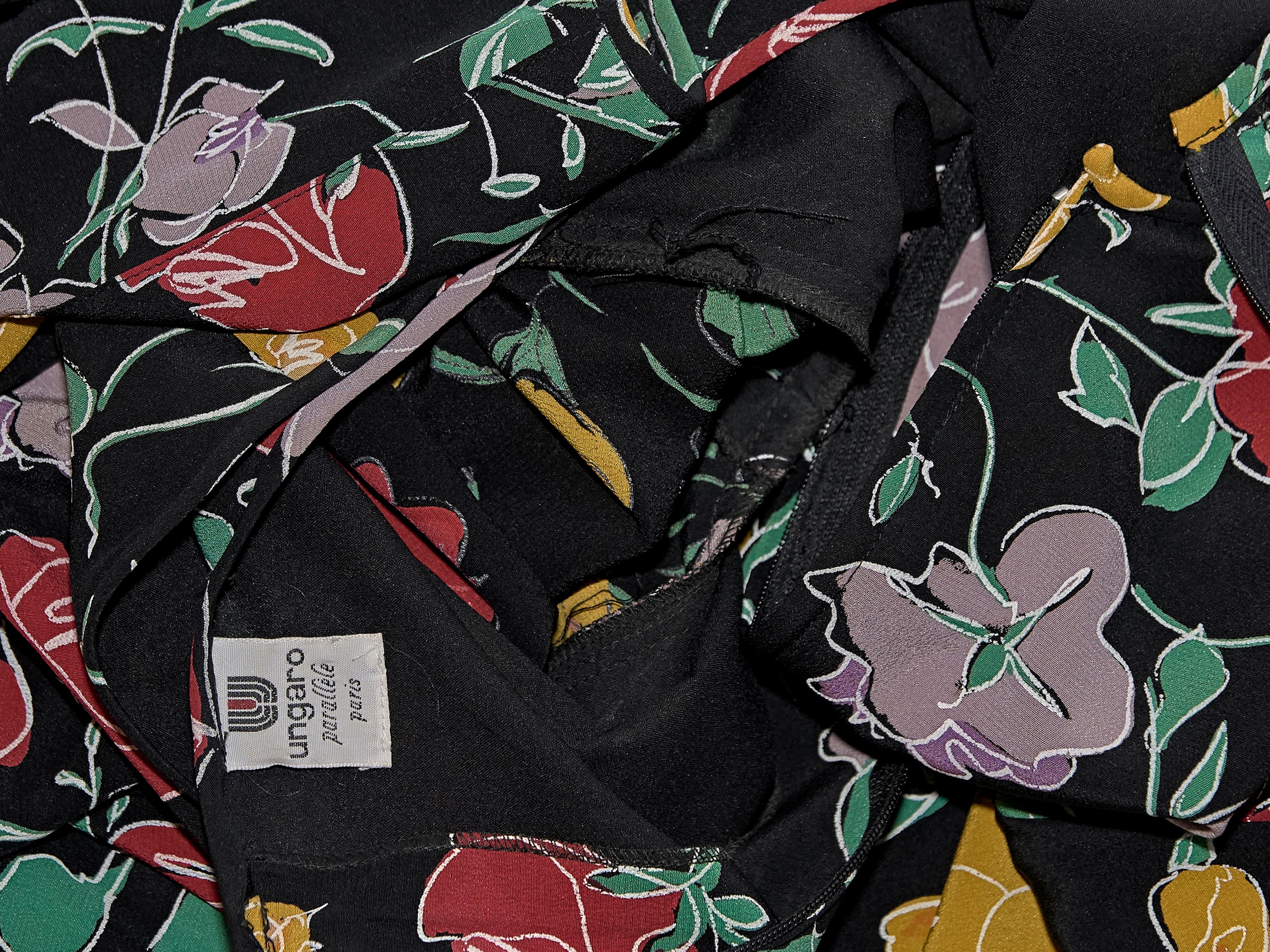 Ungaro Black And Multicolor Silk Floral-Printed Dress 1