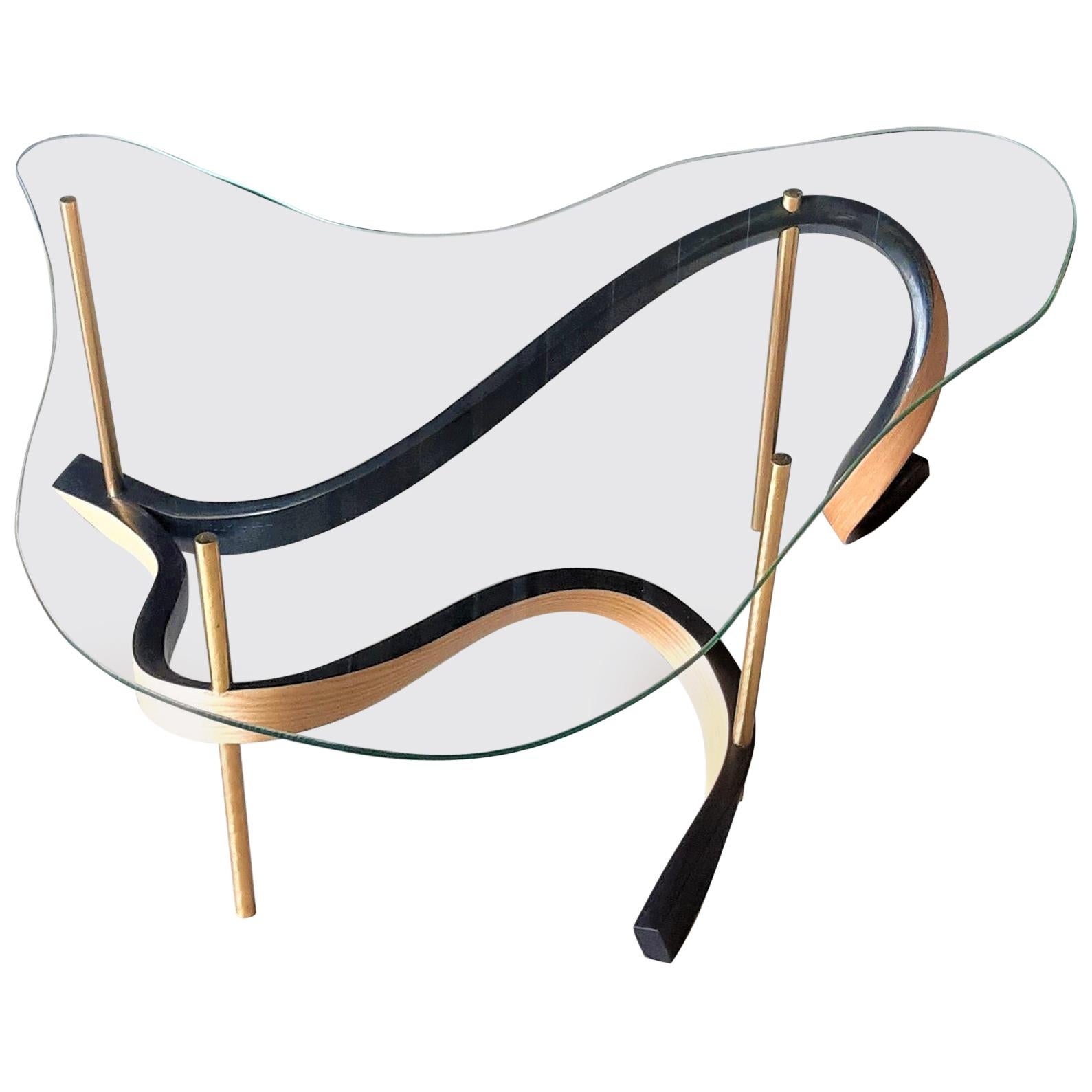 Table B4 - Vrksa Series by Raka Studio in Black and Natural Bentwood with Brass