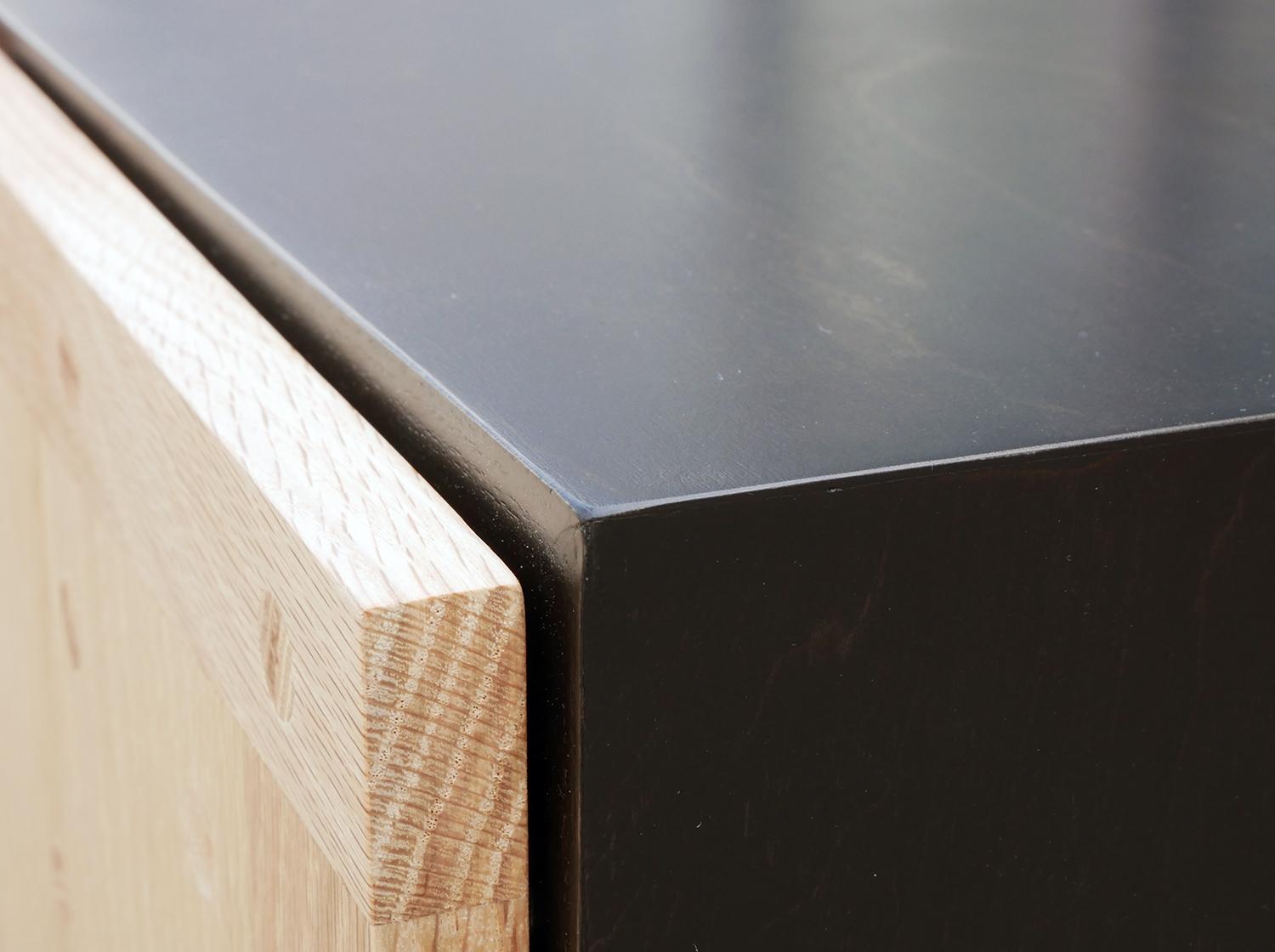 Black and Natural Custom Contemporary Sideboard with Wood Inlays 3