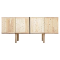 Black and Natural Custom Contemporary Sideboard with Wood Inlays