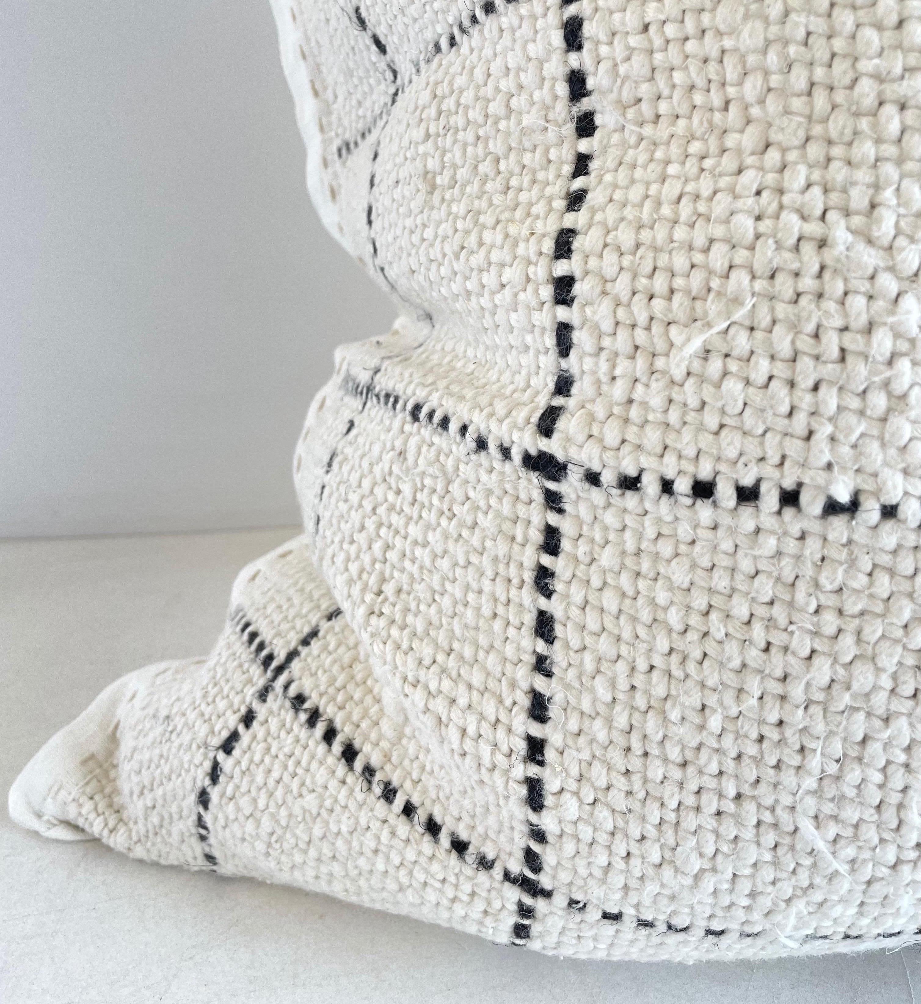 Contemporary Black and Natural Linen Decorative Pillow