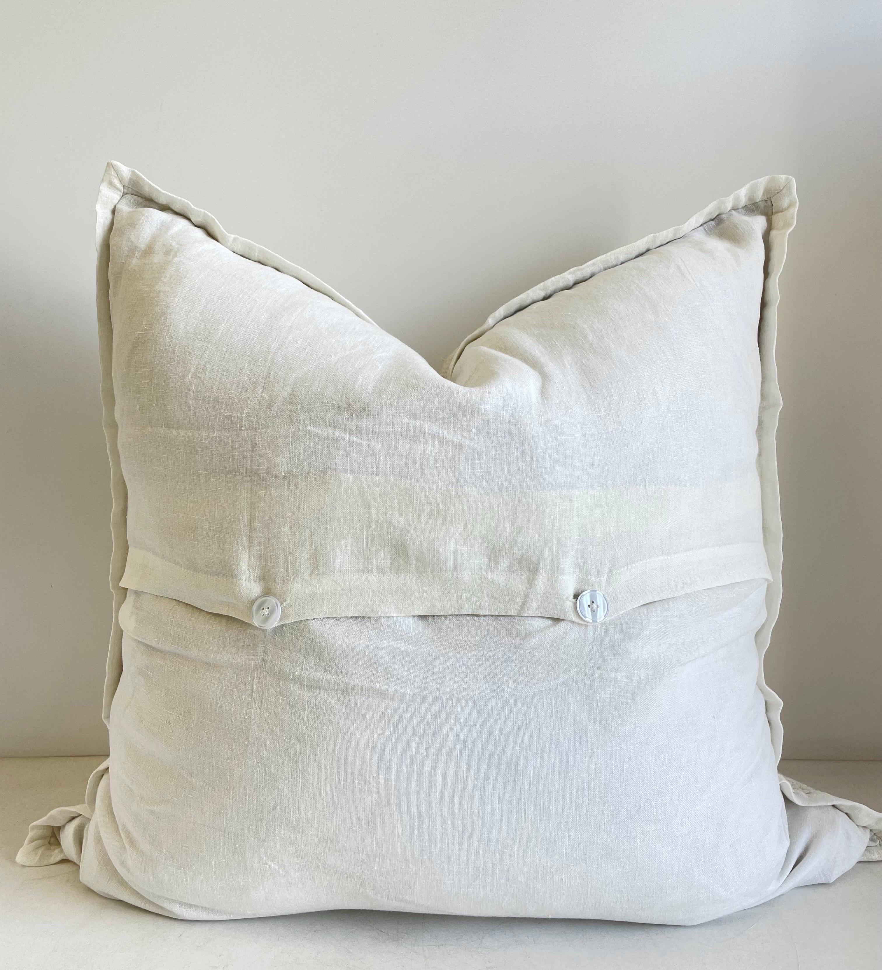 Black and Natural Linen Decorative Pillow 1