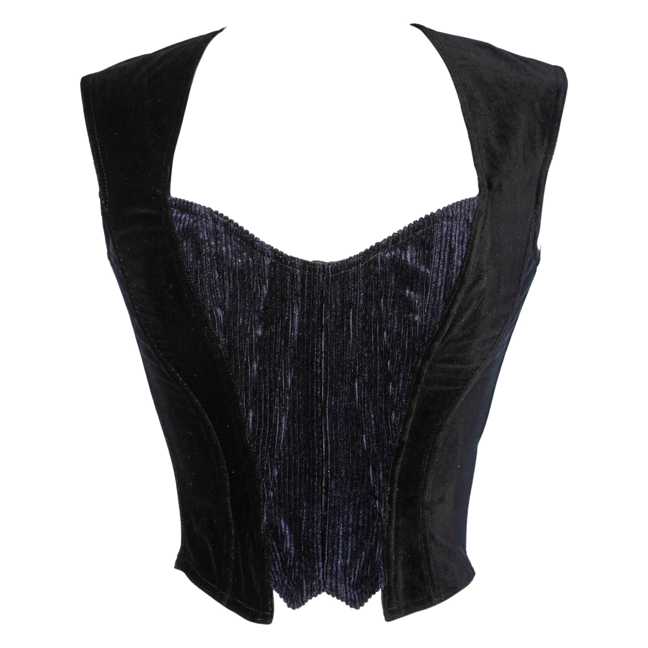 Black and navy velvet corset Chantal Thomass