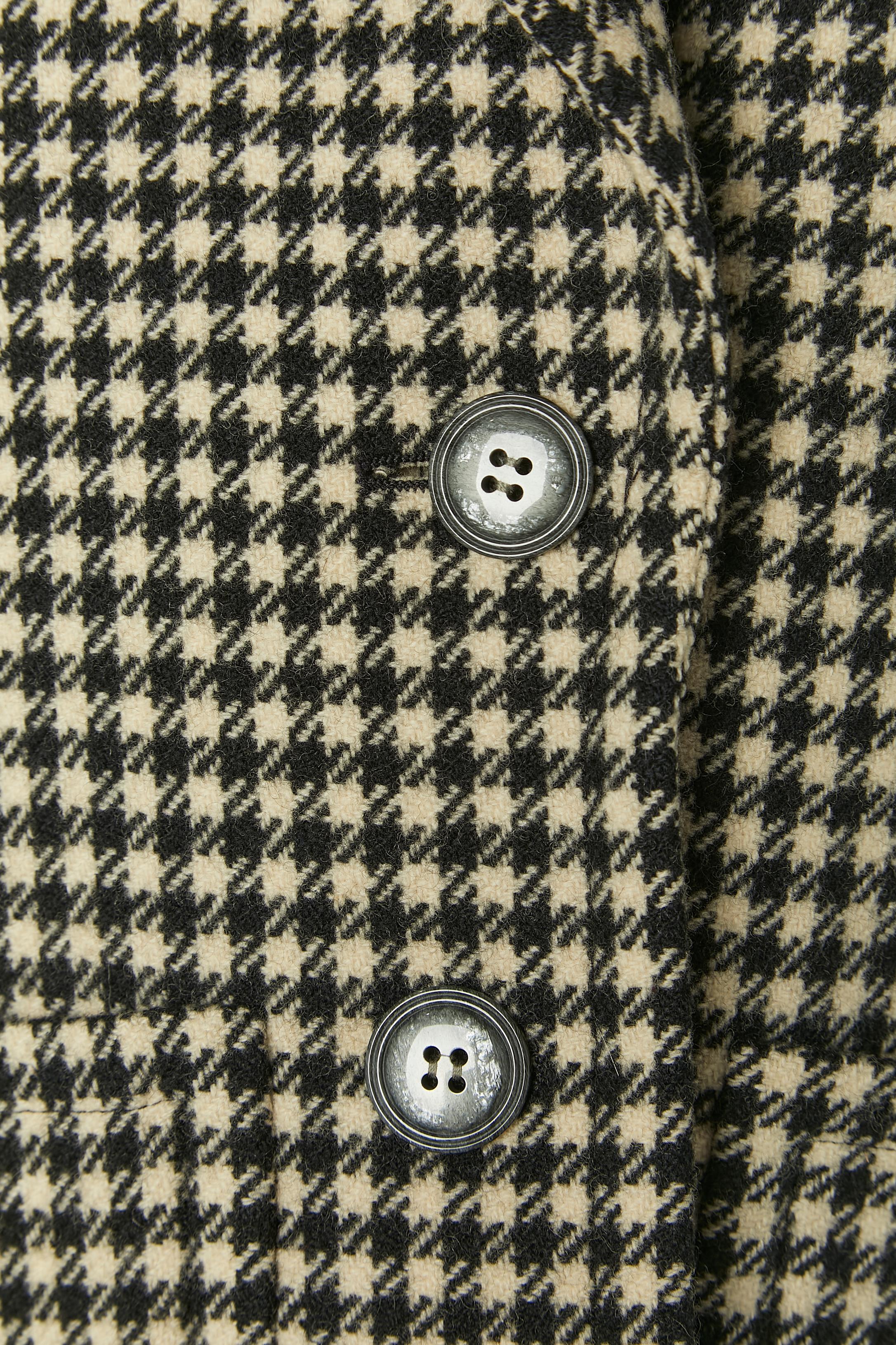 Nero Giacca in lana a quadri bianchi e neri Saint Laurent Rive Gauche in vendita