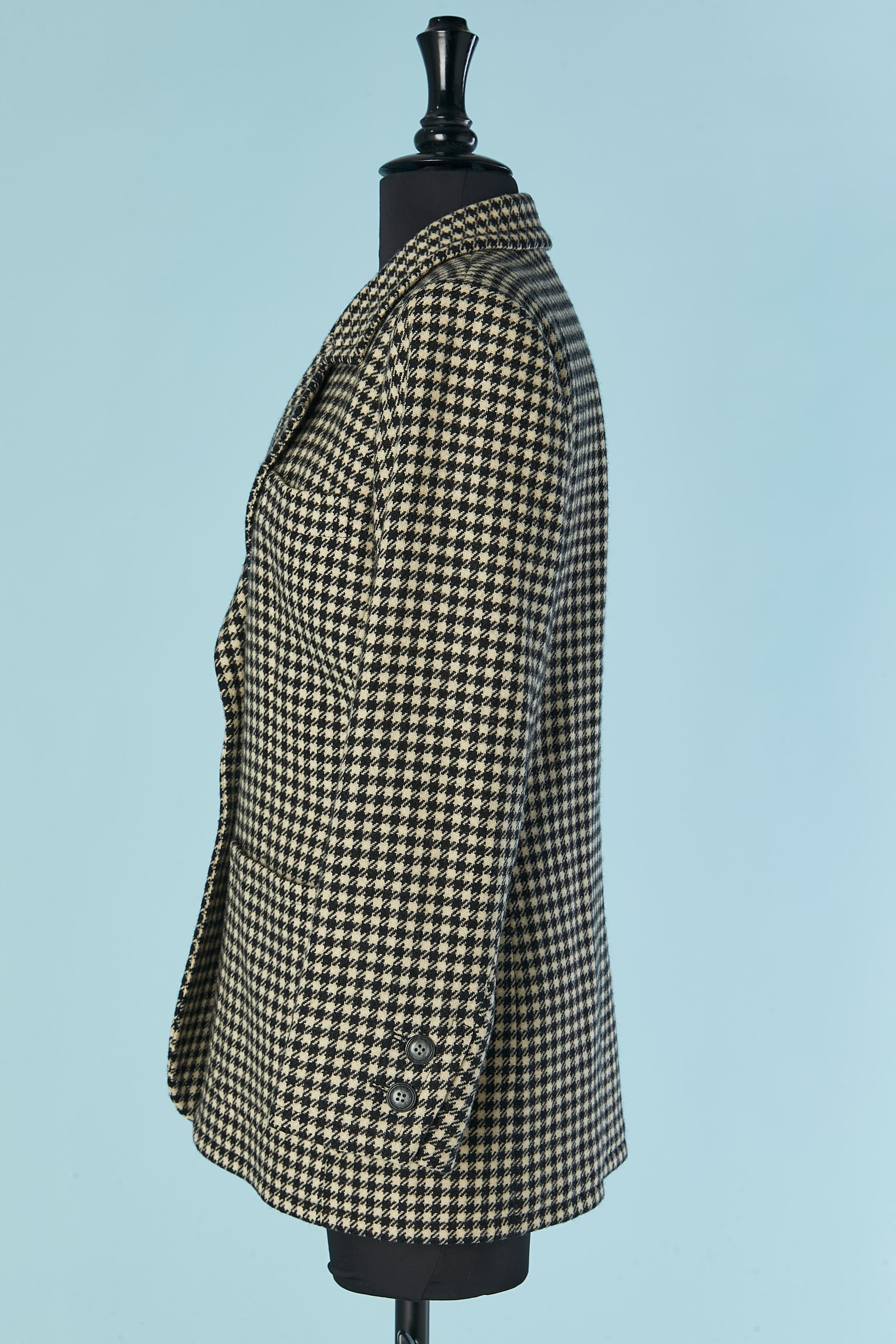 Donna Giacca in lana a quadri bianchi e neri Saint Laurent Rive Gauche in vendita