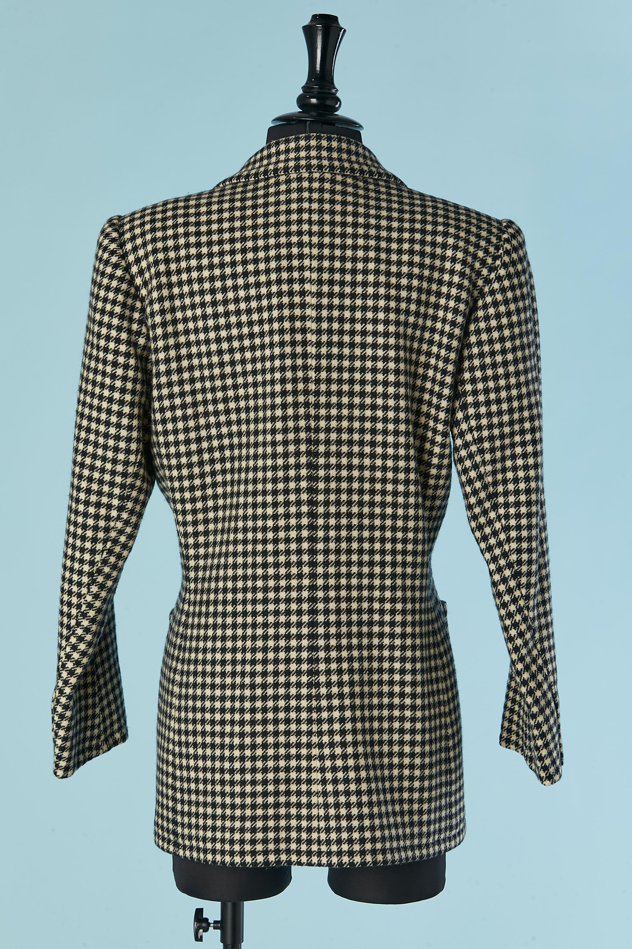 Giacca in lana a quadri bianchi e neri Saint Laurent Rive Gauche in vendita 2