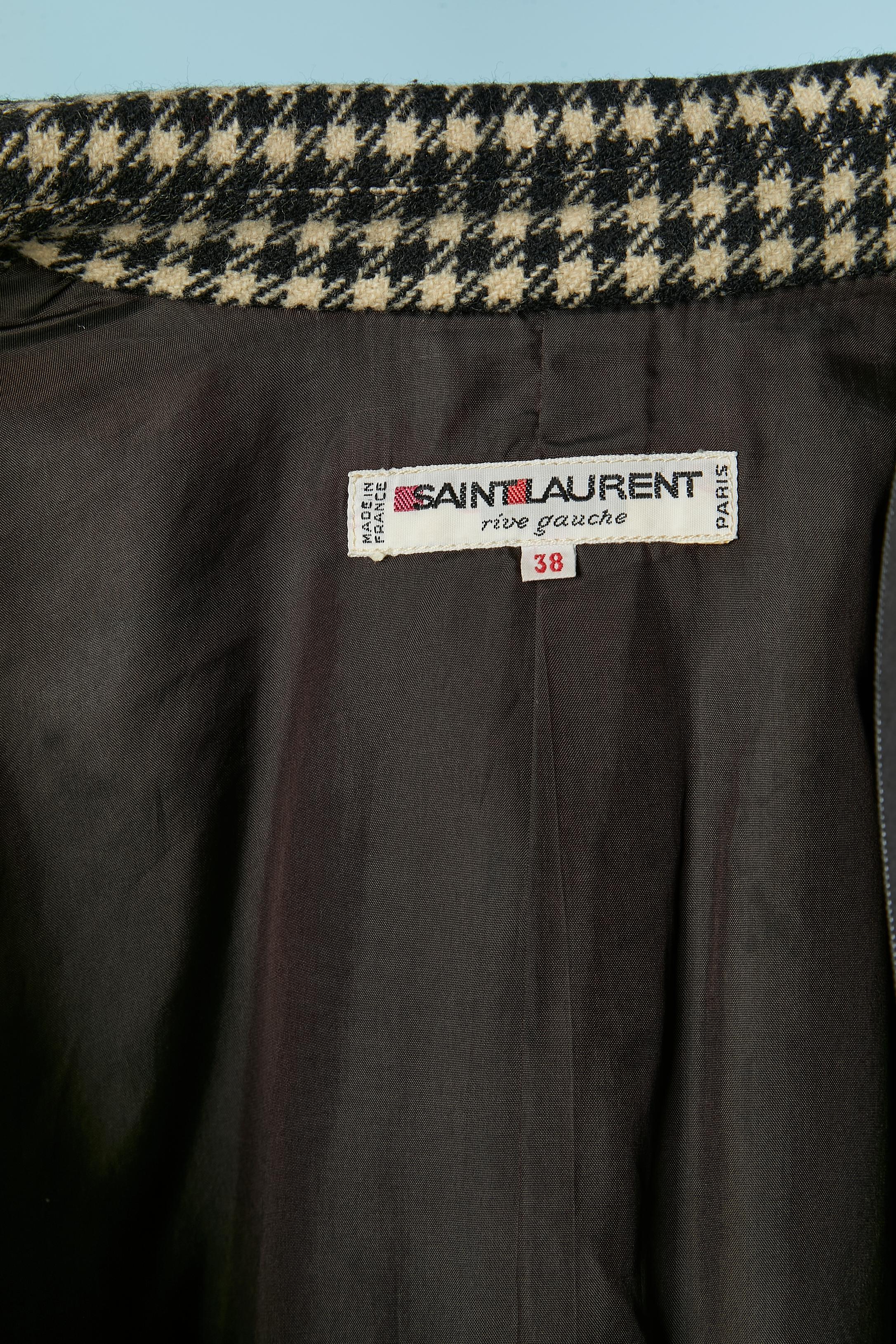 Giacca in lana a quadri bianchi e neri Saint Laurent Rive Gauche in vendita 3