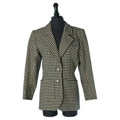 Black and off-white check pattern wool jacket Saint Laurent Rive Gauche