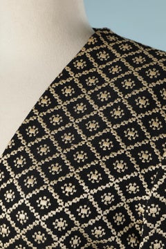 Black and off-white crêpe jacquard cocktail skirt-suit Christian Dior Boutique